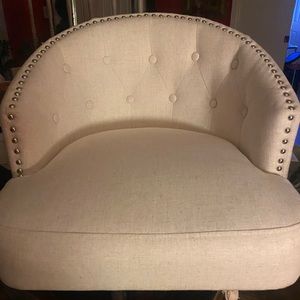 Two swivel stools brand new white with silver buttons